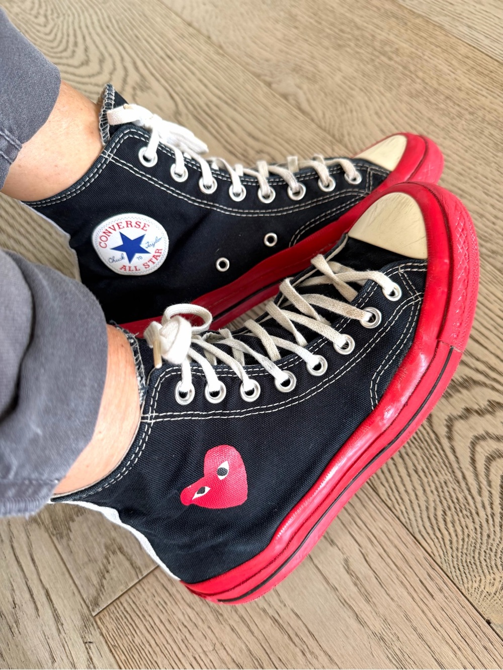 Comme Des Garçons PLAY Converse Chuck 70 Hi Black Red Heart Men’s 7 Women’s 9